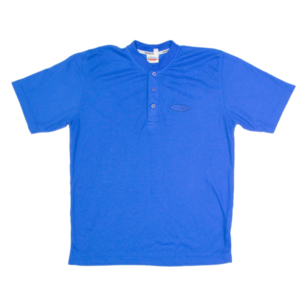 ODLO BASICS Mens T-Shirt Blue Button Neck L on Sale