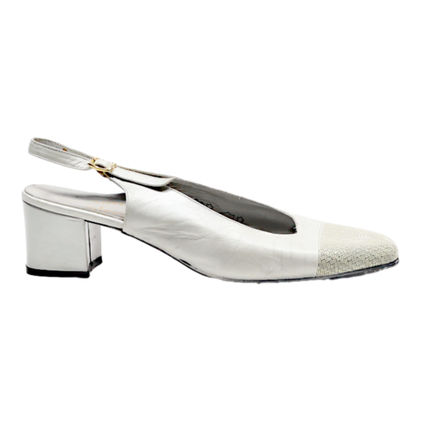 ALEXANDRIA Slingback Heels White Leather Womens UK 6 Online Sale