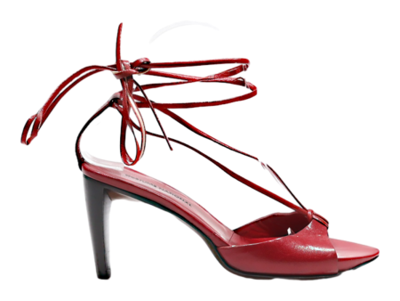 COSTUME NATIONAL Strappy Heels Red Leather Womens UK 3 Discount