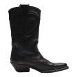 Cowboy Boots Black Leather Mens UK 9 For Cheap