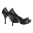 BATA Peep Toe Heels Black Leather Womens UK 4 on Sale