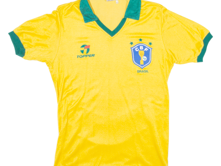 TOPPER Brazil Womens Football Shirt Jersey Yellow 90s Collared M Online Hot Sale