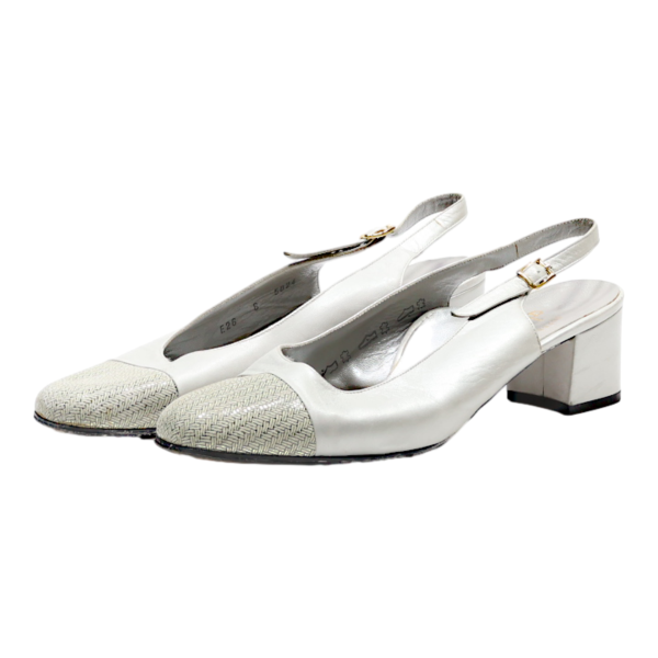 ALEXANDRIA Slingback Heels White Leather Womens UK 6 Online Sale