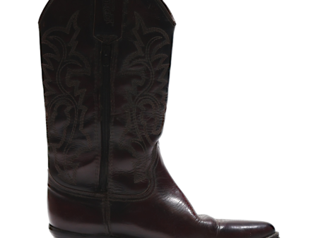 EL PERRONECRO Cowboy Boots Maroon Leather Mens UK 9.5 Online Sale