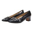 FERRAGAMO Heeled Ballet Shoes Black Leather Womens UK 6.5 Supply