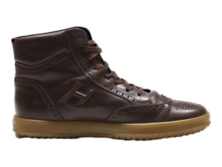 HOGAN Brogue High Top Trainers Brown Leather Mens UK 7 on Sale