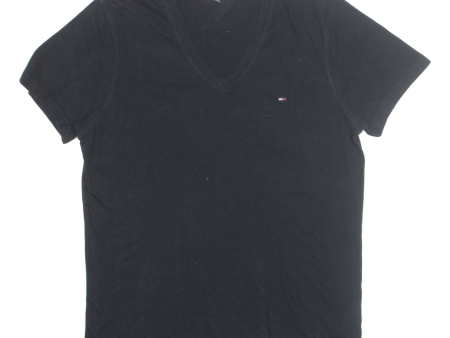 TOMMY HILFIGER Womens T-Shirt Black V-Neck XL For Discount