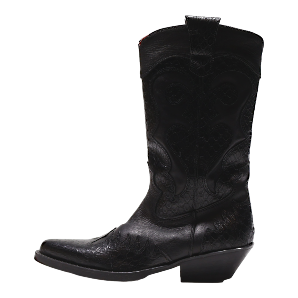 Cowboy Boots Black Leather Mens UK 9 For Cheap