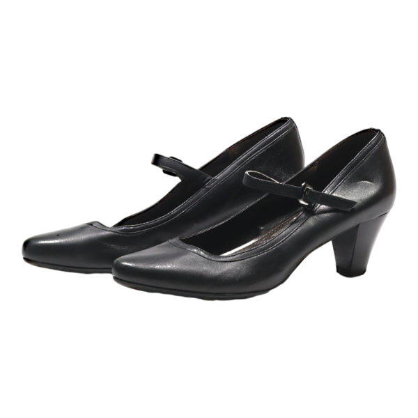 BATA Flexible Court Heels Black Leather Womens UK 6 Discount