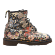 DR MARTENS Pascal Floral Lace-Up Boots Black Leather Womens UK 6.5 on Sale