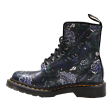 DR MARTENS 1460 Floral Lace-Up Boots Black Leather Womens UK 4 For Discount