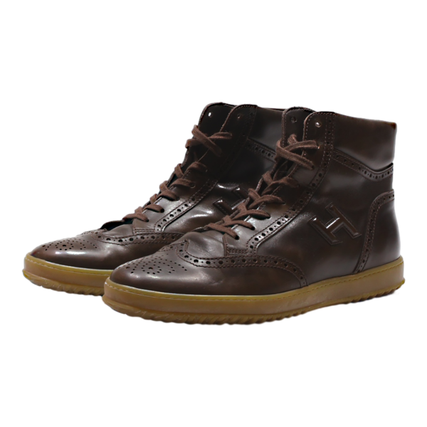 HOGAN Brogue High Top Trainers Brown Leather Mens UK 7 on Sale