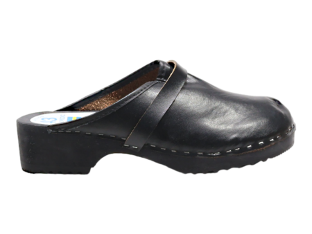 ECHTES LEDER Clog Shoes Black Leather Womens UK 10 Online now