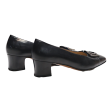 FERRAGAMO Heeled Ballet Shoes Black Leather Womens UK 6.5 Supply