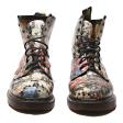 DR MARTENS Pascal Floral Lace-Up Boots Black Leather Womens UK 6.5 on Sale