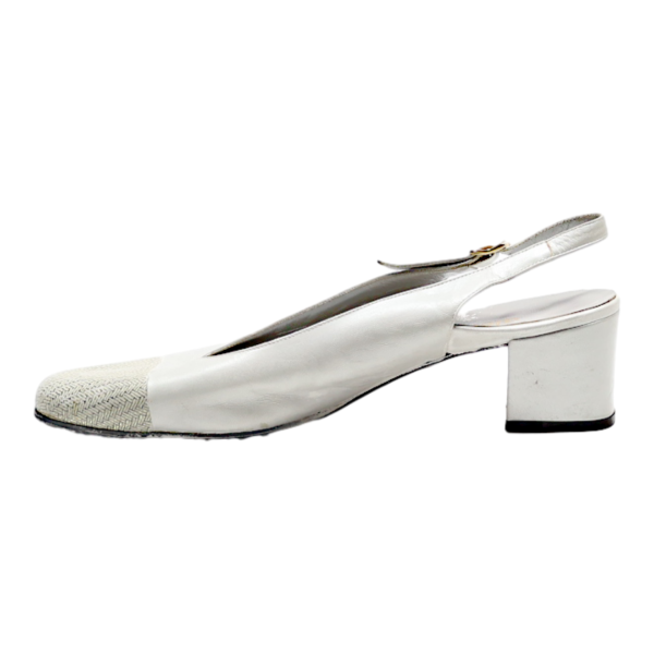 ALEXANDRIA Slingback Heels White Leather Womens UK 6 Online Sale