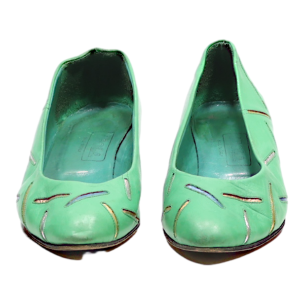 AROLA Court Heels Green Leather Womens UK 4 Sale