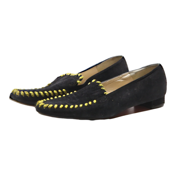 CHRISTIAN LOUBOUTIN Loafer Shoes Black Suede Womens UK 4 Online Hot Sale