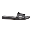 HERMES Slider Sandals Black Leather Womens UK 6 For Discount