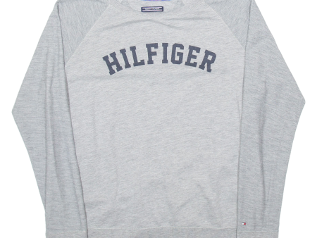 TOMMY HILFIGER Mens T-Shirt Grey Long Sleeve S on Sale