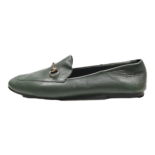 GUCCI Loafer Shoes Green Leather Womens UK 8 For Cheap