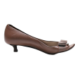 FERRAGAMO Peep Toe Heels Brown Leather Womens UK 4.5 on Sale