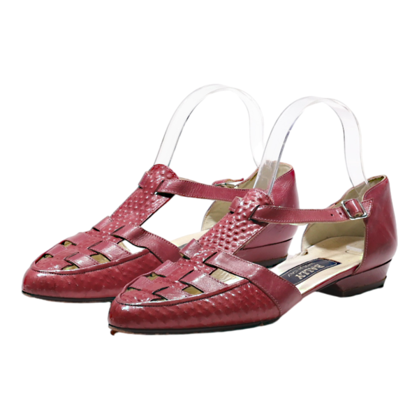 BALLY Strappy Heels Maroon Leather Womens UK 6.5 Online Hot Sale