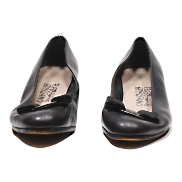 FERRAGAMO Pump Heels Black Leather Womens UK 8 Fashion