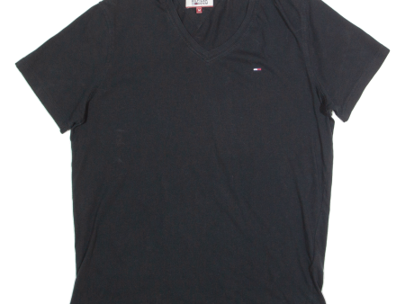 TOMMY HILFIGER Womens T-Shirt Black V-Neck M Online now