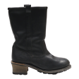 CATERPILLAR Heeled High Boots Black Leather Womens UK 5 Cheap