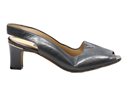 BALLY Slingback Heels Black Leather Womens UK 4.5 For Discount