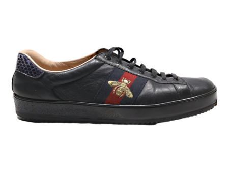 GUCCI Sneaker Trainers Black Leather Mens UK 8 Online Sale