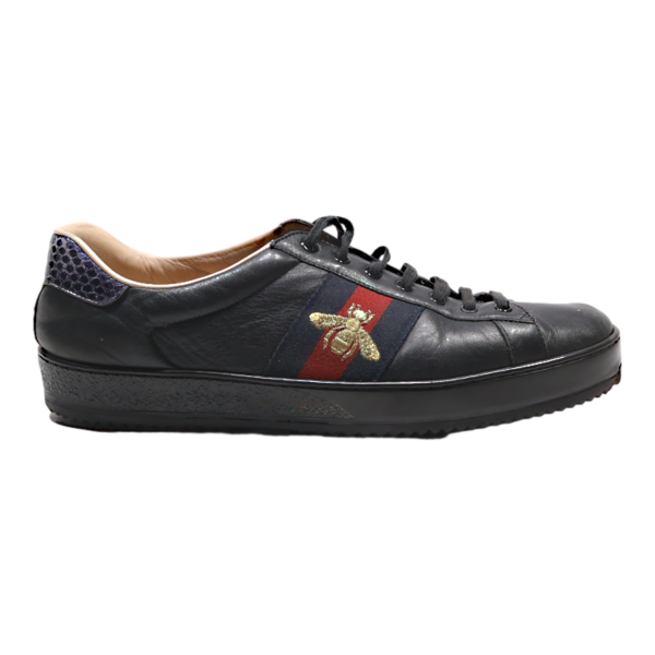 GUCCI Sneaker Trainers Black Leather Mens UK 8 Online Sale