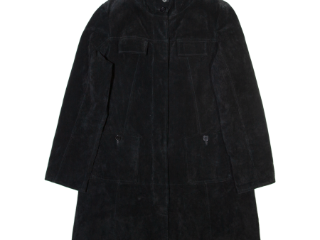 BETH TERRELL Womens Coat Black Leather M on Sale