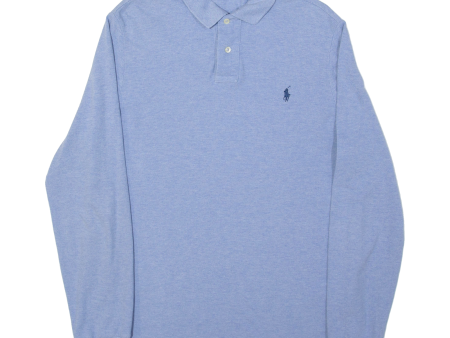 POLO RALPH LAUREN Custom Slim Fit Mens Polo Shirt Blue Long Sleeve L Online now