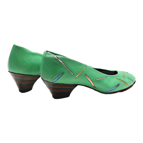 AROLA Court Heels Green Leather Womens UK 4 Sale