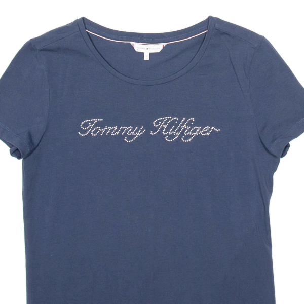 TOMMY HILFIGER DIAMANTE Womens T-Shirt Blue M Discount