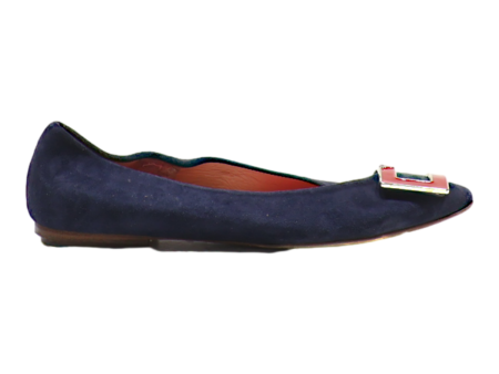 CAROLINA HERRERA Ballet Shoes Blue Suede Womens UK 4 Online Hot Sale