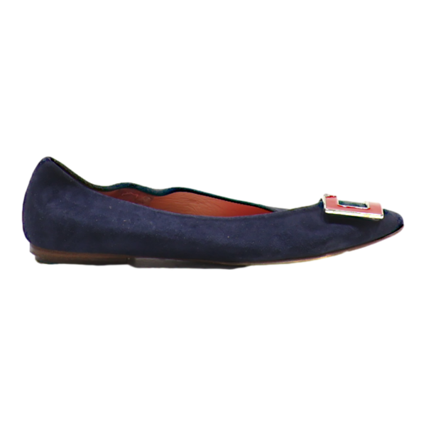 CAROLINA HERRERA Ballet Shoes Blue Suede Womens UK 4 Online Hot Sale