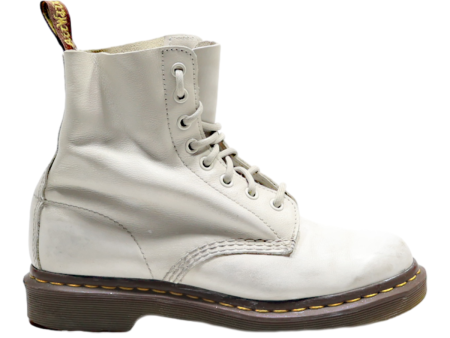 DR MARTENS 1460 Lace-Up Boots White Leather Womens UK 5 Hot on Sale