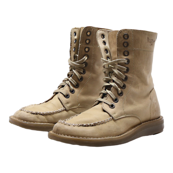 DR MARTENS Lace-Up Boots Beige Leather Mens UK 7 For Cheap