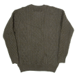 ARAN SWEATER MARKET Mens Aran Jumper Green Cable Knit Wool L Hot on Sale