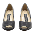 ETIENNE AIGNER Peep Toe Heels Black Leather Womens UK 5.5 on Sale