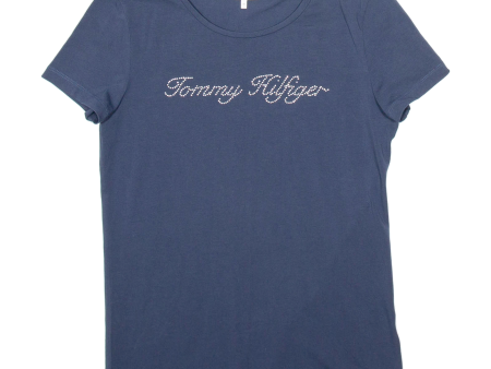 TOMMY HILFIGER DIAMANTE Womens T-Shirt Blue M Discount