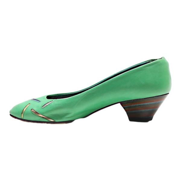 AROLA Court Heels Green Leather Womens UK 4 Sale