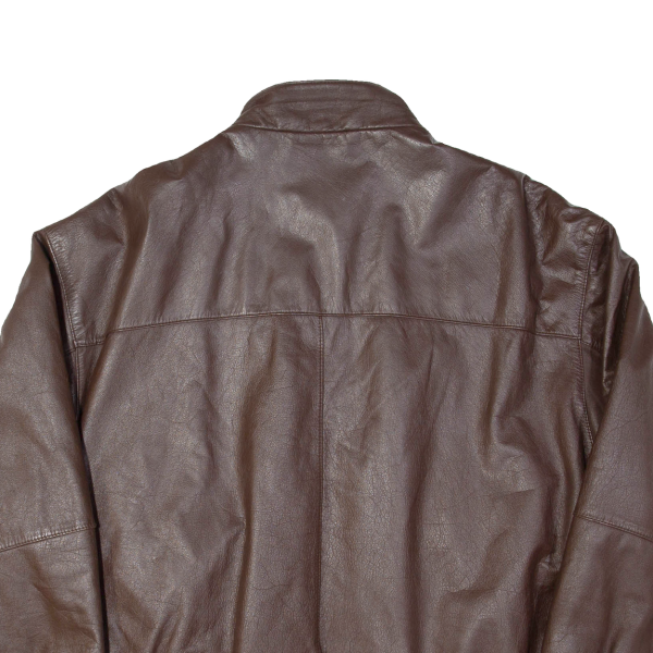 ST MICHAEL Mens Biker Jacket Brown Leather 2XL Online now