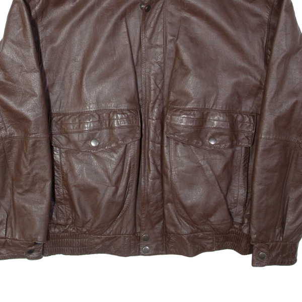 ST MICHAEL Mens Biker Jacket Brown Leather 2XL Online now