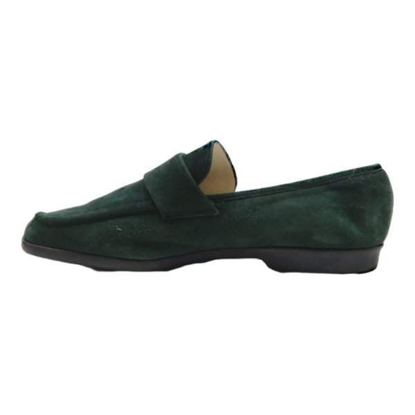 BALLY Loafer Shoes Green Suede Womens UK 3.5 Cheap