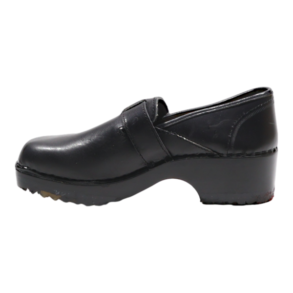 BIOS Heeled Clog Shoes Black Leather Womens UK 8 Online now