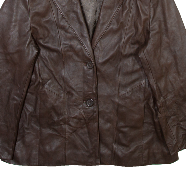 LAKELAND Womens Blazer Jacket Brown Leather M Cheap